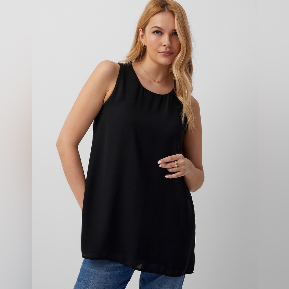 Simons Contemporaine Crepe Sleeveless Tunic Black Size Small